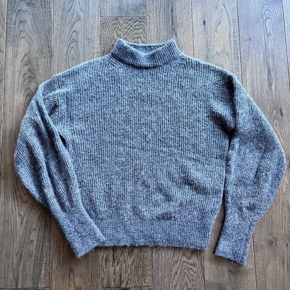 Quince Sweaters - Quince Merino Alpaca Blend Ribbed Mock Neck Sweater Gray Size XS Soft Cozy